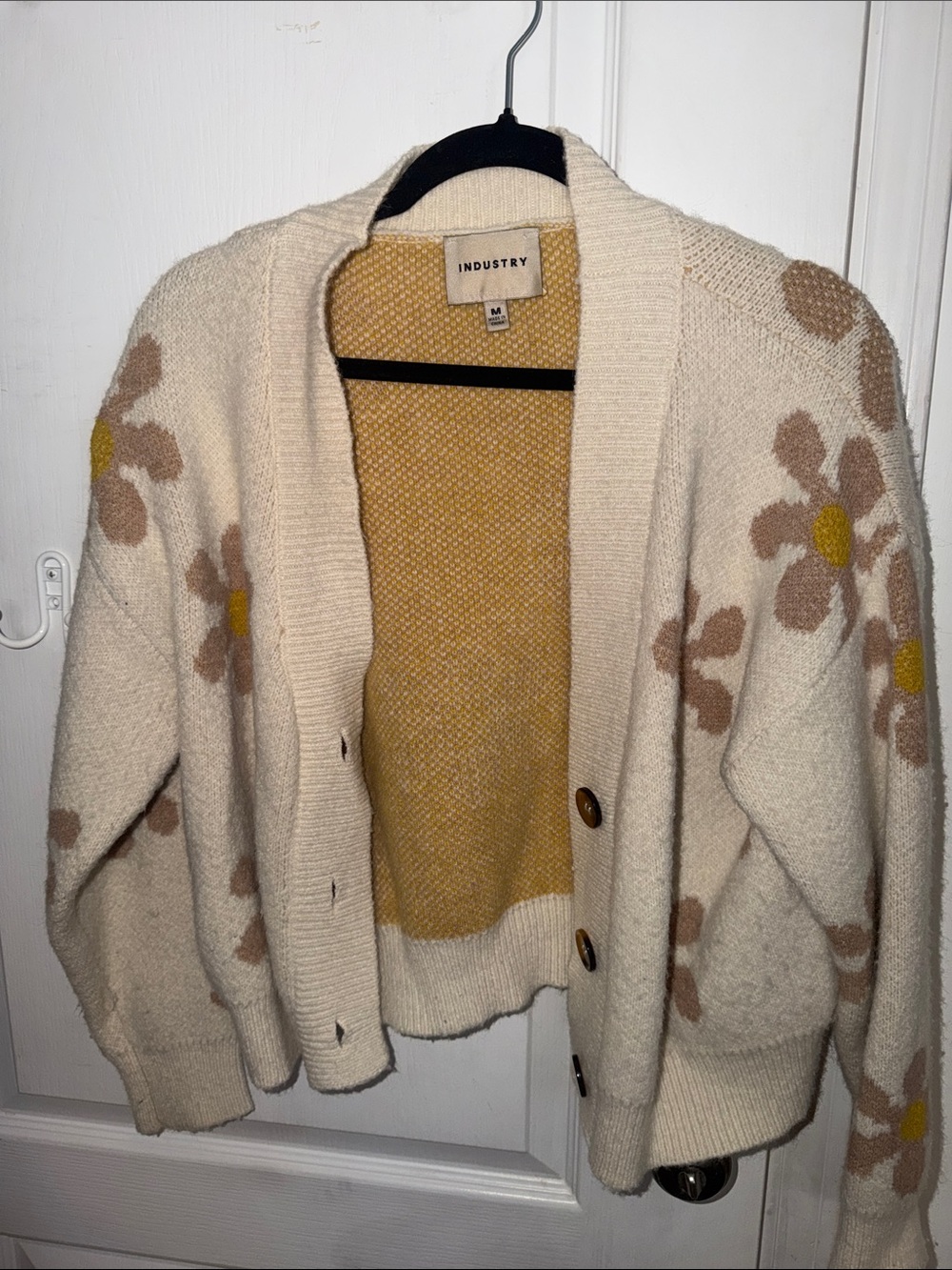 INDUSTRY Cream Floral Cardigan with Yellow Centers
